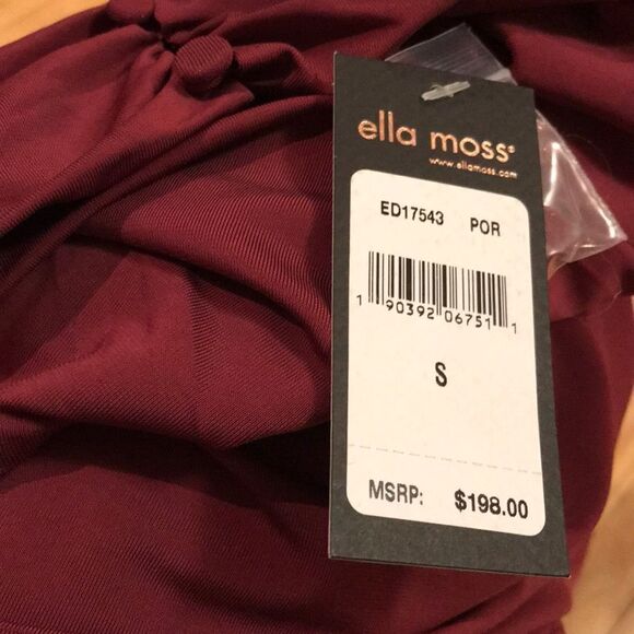 Ells Moss wine halter, layered bodice, NWT-flaw S - Picture 7 of 8